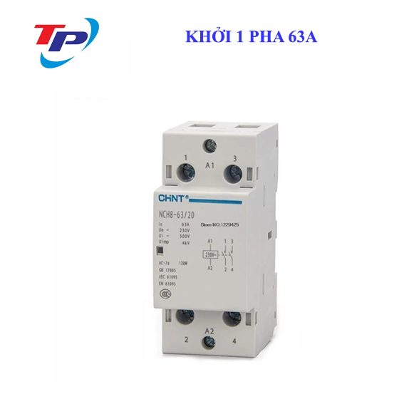 Khởi động từ 1 pha NCH8-63/20 63A 2NO 220V / chính hãng Chint / tiếp điểm thường mở 